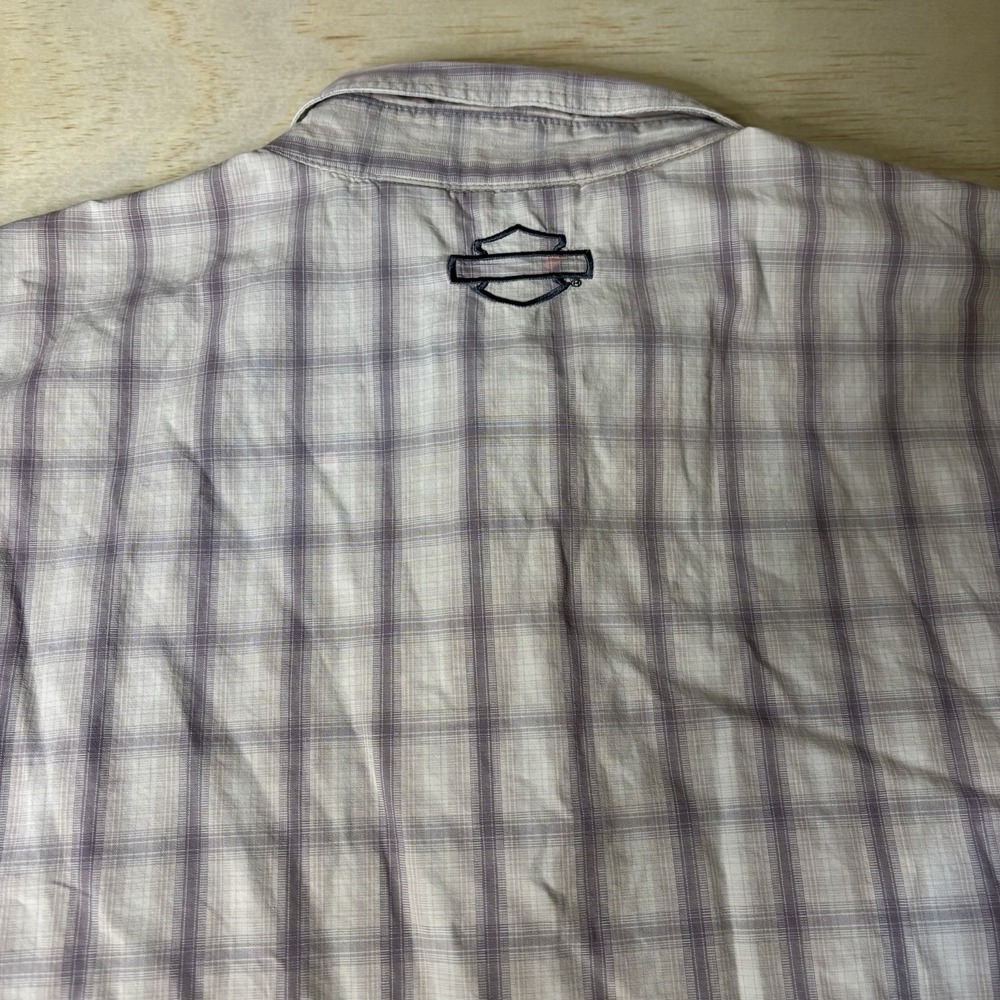 HARLEY DAVIDSON H-D Performance L Mens Shirt Grey Plaid Button Down Vented